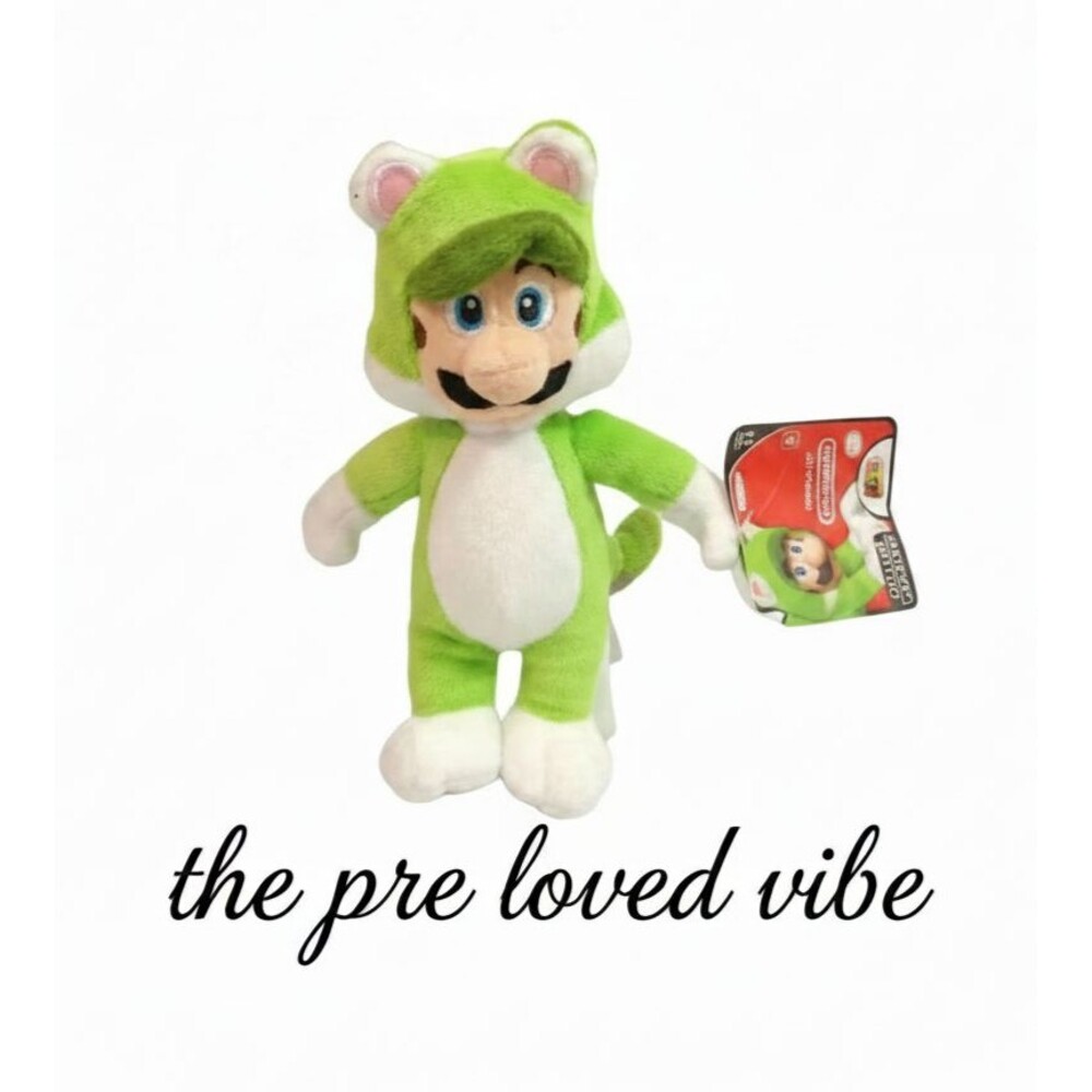 World of Nintendo Mario Bros U Cat Luigi Green Plush 8" plush 2015 Tags
